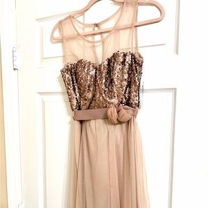 Zara Rose Pink Sequin Bodice Tulle Dress with Waist Bow